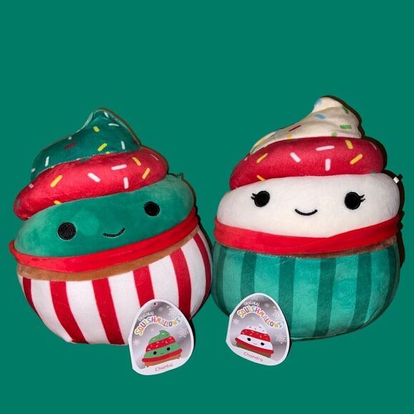 2 Holiday Squishmallows Chandra & Chantel Cupcakes 8” Tags Included - Picture 1 of 3